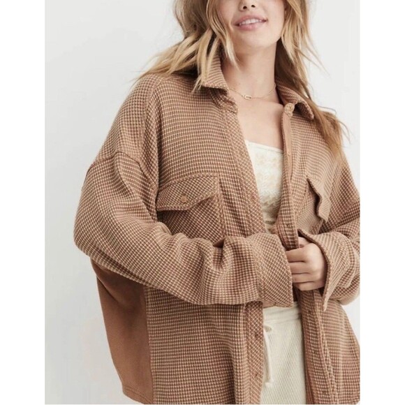 aerie Tops - Aerie LumberJane Waffle Shirt Shacket XL Oversized Button Down Slouchy